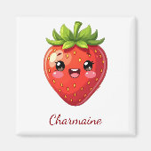 Monogram schattige aardbei kawaii magneet (Voorkant)