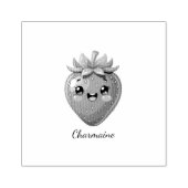 Monogram schattige aardbei kawaii rubberstempel (Afrduk)