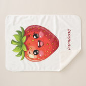Monogram schattige aardbei kawaii sherpa deken (Voorkant (horizontaal))