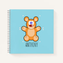 Monogram schattige bruine teddybeer op blauw