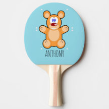 Monogram schattige bruine teddybeer op blauw