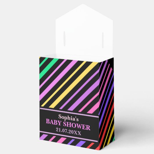 Monogram Schattige gestreepte Baby shower Bedankdoosjes (Geopend)