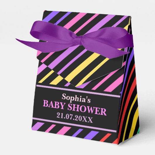 Monogram Schattige gestreepte Baby shower Bedankdoosjes (Voorkant Zijde)