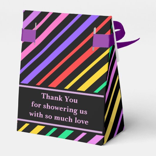 Monogram Schattige gestreepte Baby shower Bedankdoosjes (Achterkant)