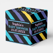 Monogram Schattige gestreepte Baby shower Favor B Bedankdoosjes (Achterkant)