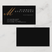 Monogram Schattige gewoon grijs zwart Visitekaartj Visitekaartje (Voorkant / Achterkant)