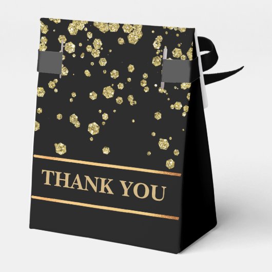 Monogram Schattige Goud Glitter Bruiloft Bedankdoosjes (Achterkant)