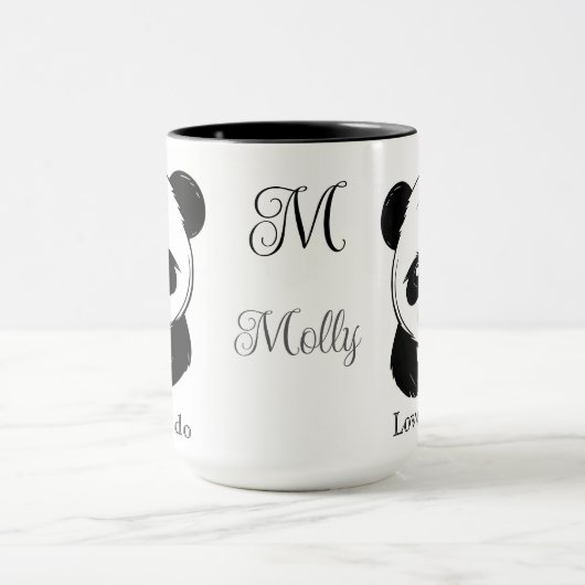 Monogram Schattige Kawaii Panda Beer Gepersonalise Mok (Midden)
