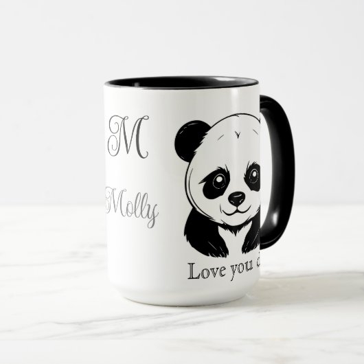 Monogram Schattige Kawaii Panda Beer Gepersonalise Mok (Voorkant rechts)