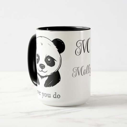 Monogram Schattige Kawaii Panda Beer Gepersonalise Mok (Voorkant links)