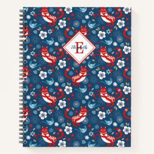 Monogram Schattige Kitty Cat Pattern Notitieboek