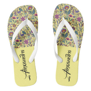 Monogram Schattige klassieker Victoriaans Geel blo Teenslippers