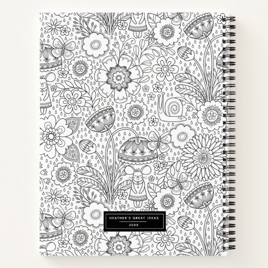 Monogram Schattige Kleurboek Pattern Journal Notitieboek (Achterkant)