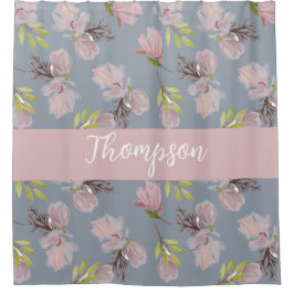 Monogram schattige kleuren floranje en roze douchegordijn