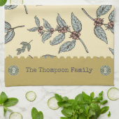 Monogram schattige kleuren Klassiek koffiepatroon Theedoek (Gevouwen)