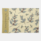 Monogram schattige kleuren Klassiek koffiepatroon Theedoek (Horizontaal)