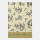 Monogram schattige kleuren Klassiek koffiepatroon Theedoek (Verticaal)