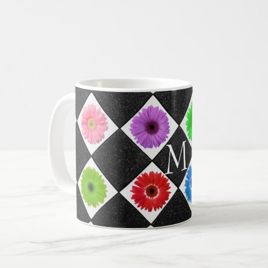 Monogram Schattige Kleurrijke Daisy Koffiemok (Voorkant links)