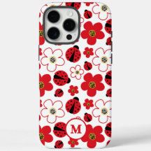 Monogram Schattige lieveheersbeestje Rood Wit Bloe
