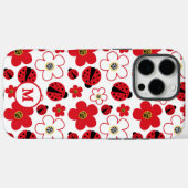 Monogram Schattige lieveheersbeestje Rood Wit Bloe Case-Mate iPhone Case (Achterkant (horizontaal))