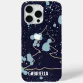 Monogram schattige marine blauw goud wit sneeuw bo Case-Mate iPhone case (Achterkant)