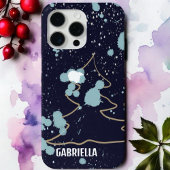 Monogram schattige marine blauw goud wit sneeuw bo Case-Mate iPhone case