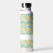 Monogram schattige oranje bloemetjes op groen waterfles (Rechts)