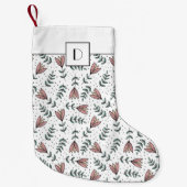 Monogram Schattige Roze Bloemen Kleine Kerstsok (Voorkant)