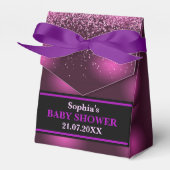 Monogram Schattige roze glitter Baby shower Bedankdoosjes (Voorkant Zijde)