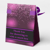 Monogram Schattige roze glitter Baby shower Bedankdoosjes (Achterkant)