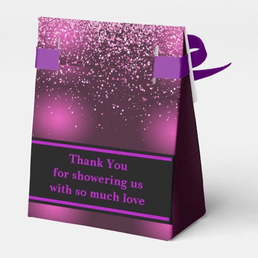 Monogram Schattige roze glitter Baby shower Bedankdoosjes (Achterkant)