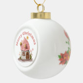 Monogram Schattige Roze Vrolijk Kerstfeest | Keramische Bal Ornament (Rechts)
