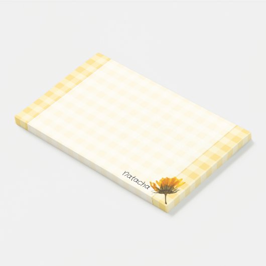 Monogram Schattige Schots patroon Zonnebloem Geel Post-it® Notes (Schuin)
