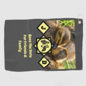 Monogram schattige Twin Ducklings Golfhanddoek (Horizontaal)