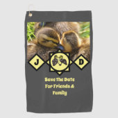 Monogram schattige Twin Ducklings Golfhanddoek (Voorkant)