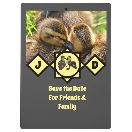 Monogram schattige Twin Ducklings Klembord (Achterkant)