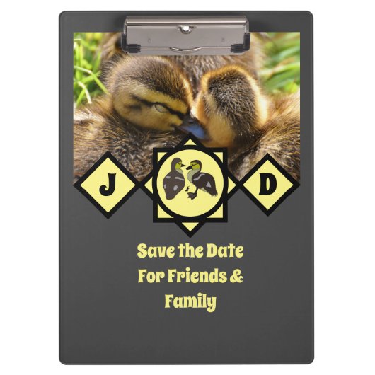 Monogram schattige Twin Ducklings Klembord (Voorkant)