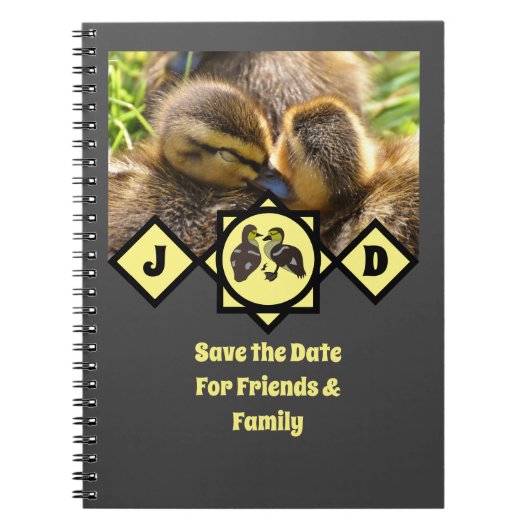 Monogram schattige Twin Ducklings Notitieboek (Voorkant)