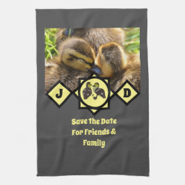 Monogram schattige Twin Ducklings Theedoek