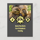 Monogram schattige Twin Ducklings Uitnodiging Briefkaart (Voorkant)