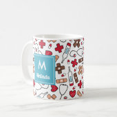 monogram Schattige verpleegsterspatroon Koffiemok (Voorkant links)