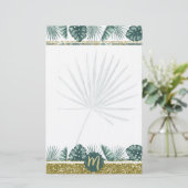 Monogram schattige waterverf tropische bladeren 02 briefpapier (Staand voorkant)