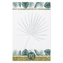 Monogram schattige waterverf tropische bladeren 02