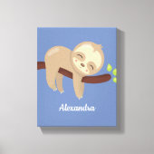 Monogram Schattigee Baby Sloth op boomkwekerij Canvas Afdruk (Voorkant)