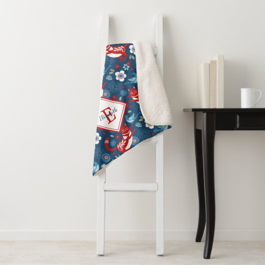 Monogram Schattigee Cat Pattern Sherpa Blanket Deken (In situ)