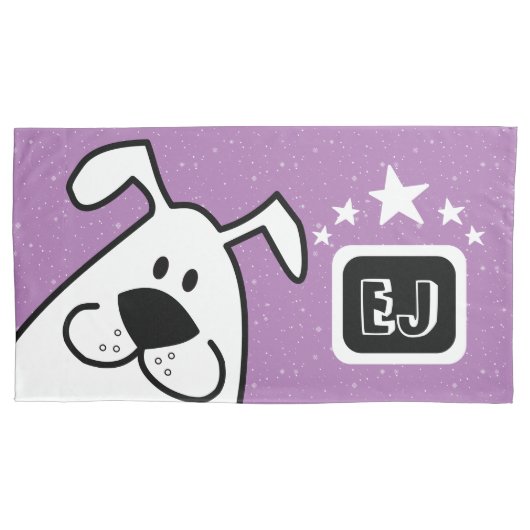 Monogram Schattigee Doodle Hond met Sterren Kussensloop (Voorkant-Links)