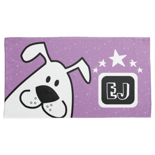 Monogram Schattigee Doodle Hond met Sterren Kussensloop (Voorkant-Rechts)