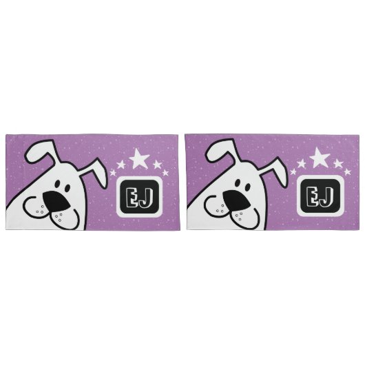 Monogram Schattigee Doodle Hond met Sterren Kussensloop (Achterkant-Set)