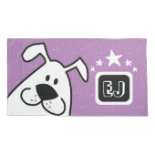 Monogram Schattigee Doodle Hond met Sterren Kussensloop (Achterkant-Links)