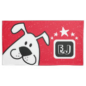 Monogram Schattigee Doodle Hond met Sterren Kussensloop (Voorkant-Links)
